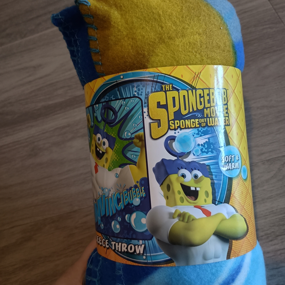 SpongeBob SquarePants Fleece Throw Blanket - Yellow and Blue NEW